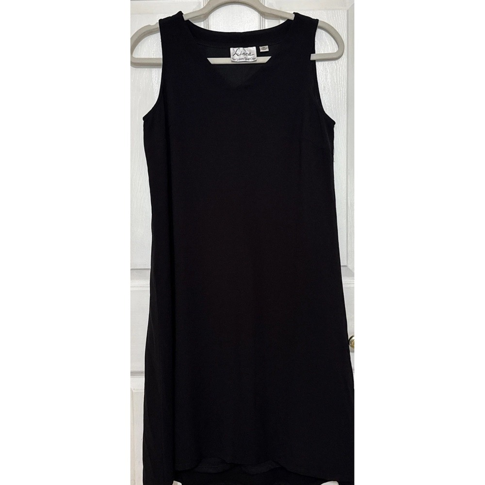 Linea By‎ Louis Dell Olio Dress Womens XS Black with Lining Sleeveless V-neck